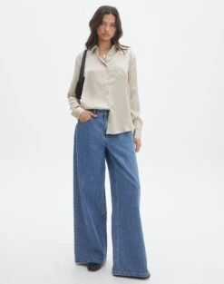 Pocket Satin Long Sleeve Shirt -Glassons r scout satin shirt what the shell full bl106816rsat