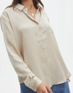 Pocket Satin Long Sleeve Shirt -Glassons r scout satin shirt what the shell imageback bl106816rsat