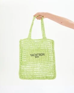 Crochet Triangle Bikini Top -Glassons rafa raffia tote bag lime splice front bg54591raf