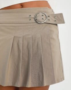 Belted High Waist Pleated Mini Skirt -Glassons riggs cargo pleated mini skirt on the rocks imageback ss92078ben