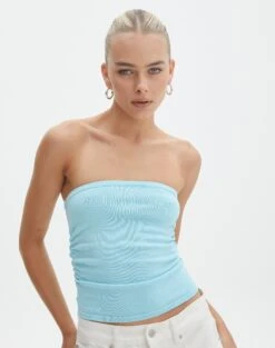 Strapless Ruched Knit Bandeau -Glassons riley rouched side boobtube aqua siren front kv85755vn