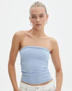 Off Shoulder Long Sleeve Top -Glassons riley rouched side boobtube icecap front kv85755vn 1