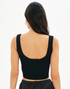 Sweetheart Ruched Cropped Tank -Glassons roddi ruched tank black back kv63199rib