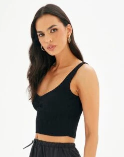 Sweetheart Ruched Cropped Tank -Glassons roddi ruched tank black detail kv63199rib