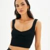 Sweetheart Ruched Cropped Tank -Glassons roddi ruched tank black front kv63199rib