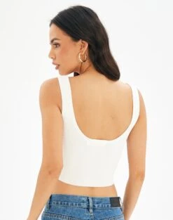 Sweetheart Ruched Cropped Tank -Glassons roddi ruched tank white back kv63199rib