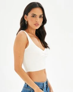 Sweetheart Ruched Cropped Tank -Glassons roddi ruched tank white detail kv63199rib