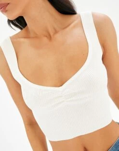 Sweetheart Ruched Cropped Tank -Glassons roddi ruched tank white imageback kv63199rib