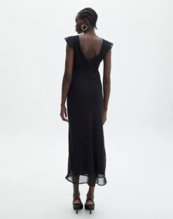 V Front Bias Cut Maxi Dress -Glassons rufus chiffon maxi dress black back dl92461peb