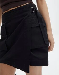 Cargo Wrap Mini Skirt -Glassons ryder wrapped mini skirt black imageback ss96421cot