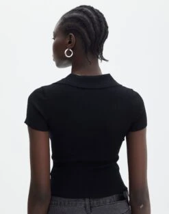 Collared Ribbed Knit Crop Top -Glassons sammie collared black back ks123930vp