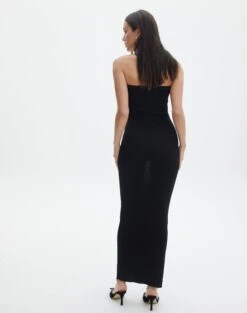Sculpted Glitter Maxi Dress -Glassons sangria sparkle strapless slim black back kd117623lur