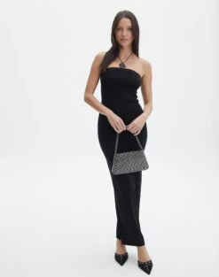 Sculpted Glitter Maxi Dress -Glassons sangria sparkle strapless slim black full kd117623lur