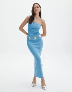 Oversized Vest Dress -Glassons sangria sparkle strapless slim electric teal front kd117623lur 1