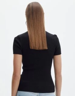 Knit Long Line T-Shirt -Glassons saphi short sleeve rib tee black back ks119955vn