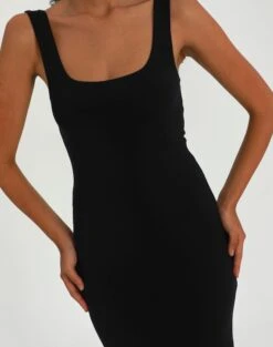 Supersoft Square Neck Slim Fit Maxi Dress -Glassons sedona square neck midi black imageback dl106733pln