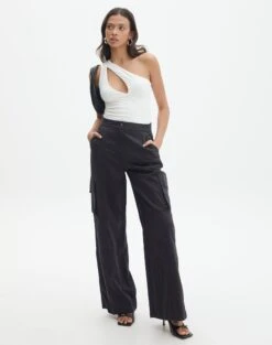 Cargo Straight Leg Pants -Glassons sierra dressy cargo pant black detail pw109154cot