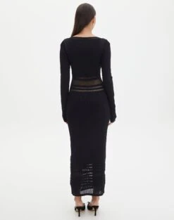 Panelled Knit Long Sleeve Maxi Dress -Glassons sinny longsleeve panelled maxi black back kd111216knt