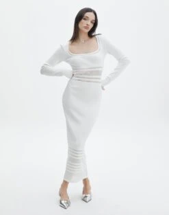 Panelled Knit Long Sleeve Maxi Dress -Glassons sinny longsleeve panelled maxi milk full kd111216knt