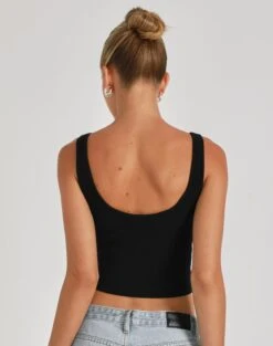 Scoop Neck Rib Tank -Glassons snape scoop crop black back kv92429rib