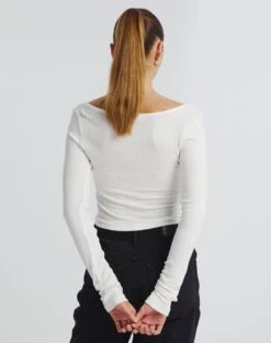 Luxe Lounge Modal Long Sleeve Button Crop Top -Glassons sophina scoop neck longsleeve milk back tl90775mod