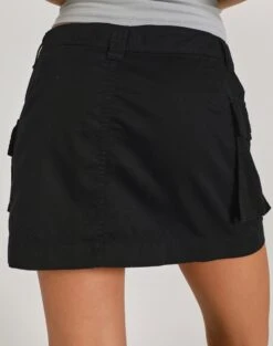 Zip Cargo Mini Skirt -Glassons stella cargo skirt black back ss86240pln