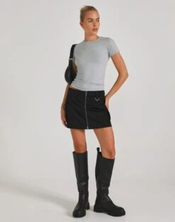 Faux Leather Pleated Mini Skirt -Glassons stella cargo skirt black front ss86240pln 8