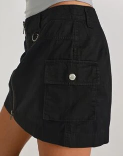 Zip Cargo Mini Skirt -Glassons stella cargo skirt black imageback ss86240pln
