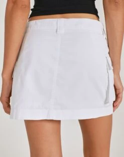 Zip Cargo Mini Skirt -Glassons stella cargo skirt white back ss86240pln
