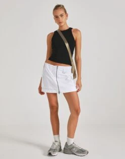 Ribbed Knit Button Side Maxi Skirt -Glassons stella cargo skirt white front ss86240pln 1