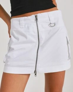 Zip Cargo Mini Skirt -Glassons stella cargo skirt white full ss86240pln