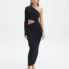 One Shoulder Long Sleeve Maxi Dress -Glassons stella one sleeve black front kd129008vn 1