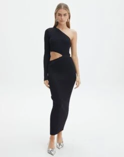 Scoop Neck Rib Tank -Glassons stella one sleeve black front kd129008vn