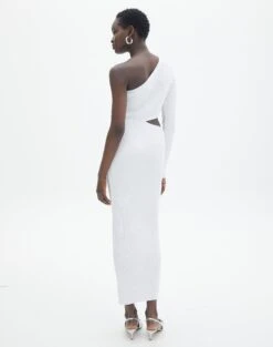 One Shoulder Long Sleeve Maxi Dress -Glassons stella one sleeve white back kd129008vn