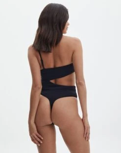 Supersoft One Shoulder Side Cut Out Bodysuit -Glassons sully peachy bodysuit black back tb95431pch