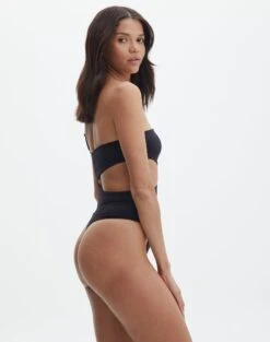 Supersoft One Shoulder Side Cut Out Bodysuit -Glassons sully peachy bodysuit black detail tb95431pch