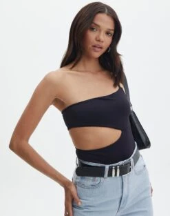 Cut Out Ribbed Knit Top 39 Cut Out Ribbed Knit Top -Glassons sully peachy bodysuit black front tb95431pch 1