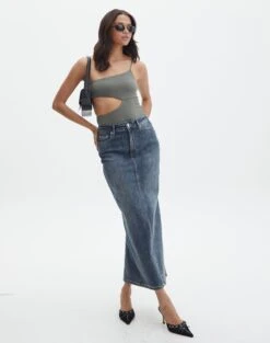 Supersoft One Shoulder Side Cut Out Bodysuit -Glassons sully peachy bodysuit cypress full tb95431pch