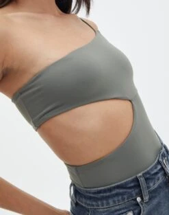 Supersoft One Shoulder Side Cut Out Bodysuit -Glassons sully peachy bodysuit cypress imageback tb95431pch