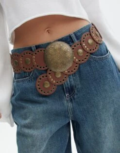 Supersoft One Shoulder Bodysuit -Glassons suri circle belt brown front be131016new 1