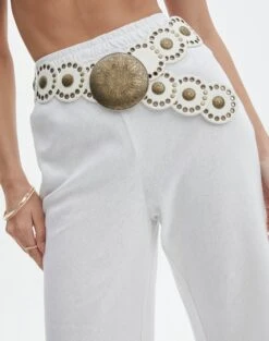 Sheer Metallic Maxi Dress -Glassons suri circle belt white front be131016new 4