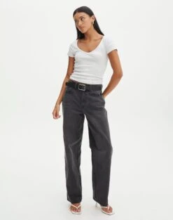 Cropped V Neck Tee 33 Cropped V Neck Tee -Glassons susu v neck top snow marle full ts122528rib