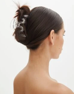 Sculpted Glitter Maxi Dress -Glassons swiggle claw clip clear front ha130787clp 1