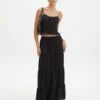 Linen Blend Tiered Maxi Skirt -Glassons t boppie tiered linen maxi skirt black front sl120340tlv