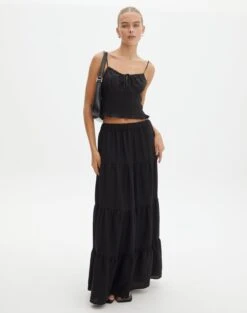 Cargo Wrap Mini Skirt -Glassons t boppie tiered linen maxi skirt black front sl120340tlv 2