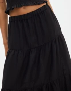 Linen Blend Tiered Maxi Skirt -Glassons t boppie tiered linen maxi skirt black imageback sl120340tlv