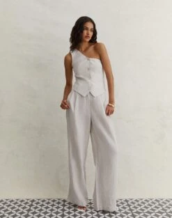 Linen Tailored Vest -Glassons t co harley tailored linen pant head in the sandmilk front pw120209tcd