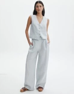 Linen Tailored Vest -Glassons t co harley tailored linen pant icecapmilk front pw120209tcd