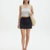 Linen Blend Mini Skirt -Glassons t mila tie waist mini skirt black front ss116071tlv 5