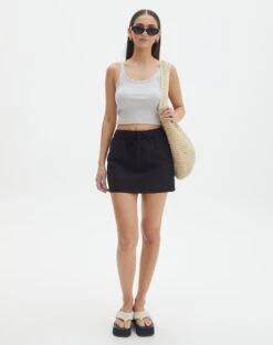Faux Leather Side Split Zip Midi Skirt -Glassons t mila tie waist mini skirt black front ss116071tlv 7